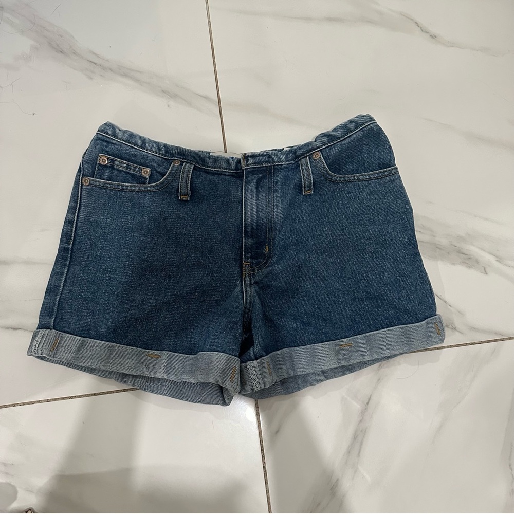 90s Dark Blue Denim Women's Rolled Hem Shorts